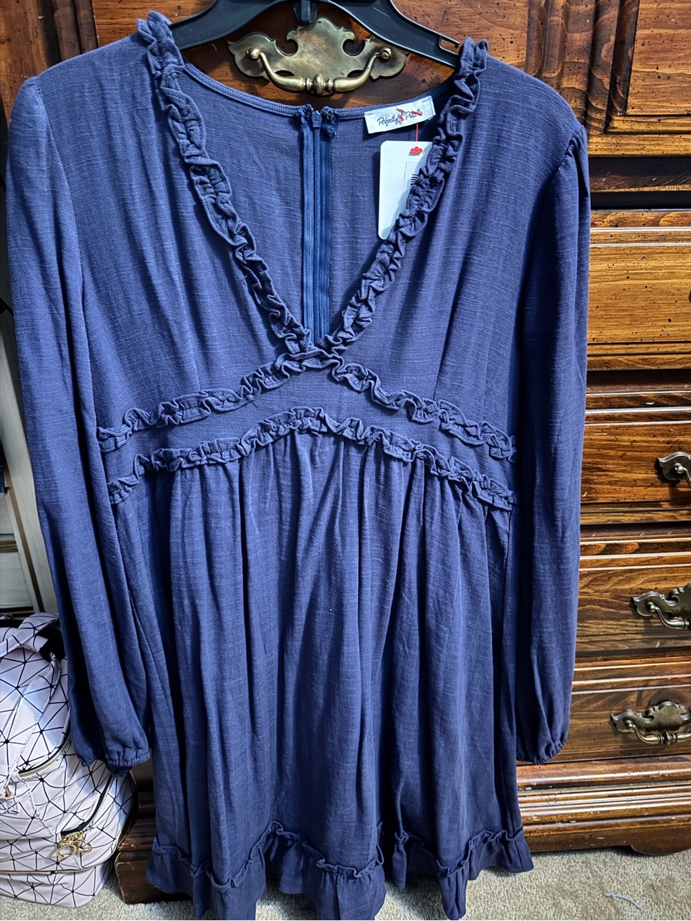 Feeling So Alive Navy Blue Ruffled Dress